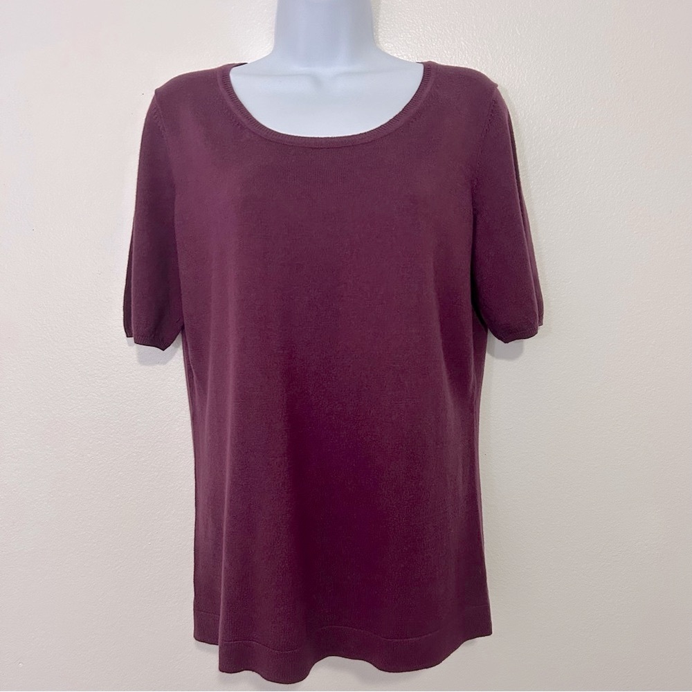 Talbots Purple Shortsleeved Scoop Neck Knit Top